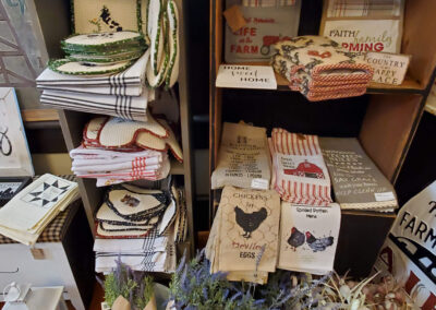 tea towels with plaid patterns and roosters