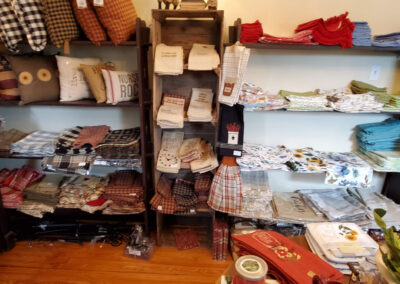 decorate tea towels on shelves