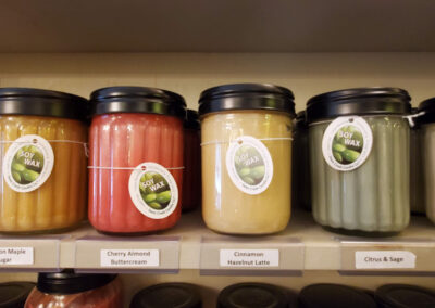 Soy wax candles in a variety of scents