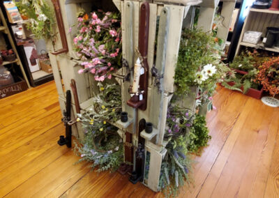 wreaths and silk flowers and vines